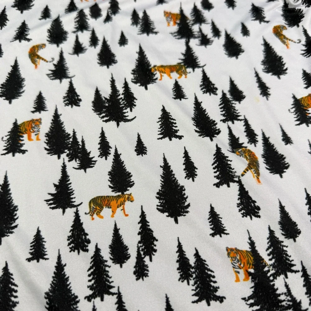 Waggle Mens Golf Polo Shirt White Tiger Pine Tree Print Performance Stretch L - Picture 6 of 6